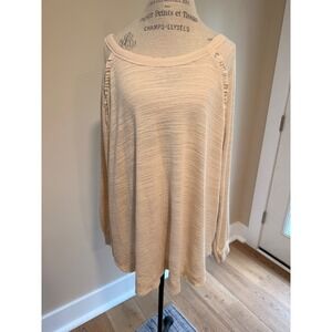 Terra Sky Women's Beige Raglan Long Sleeve Top Size 3X NWT